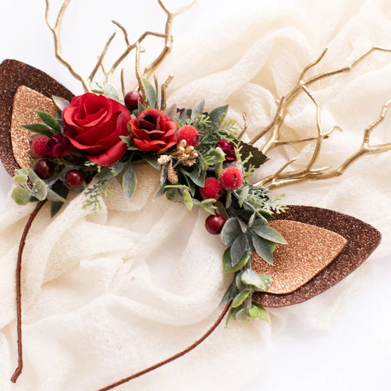 Christmas Flower Deer Headband