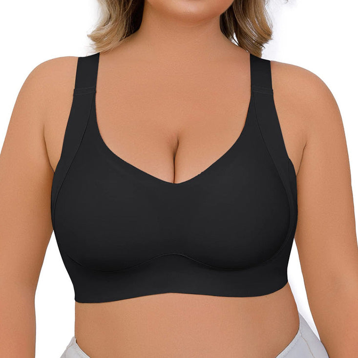 Plus-size women's shaping support bra without underwire.