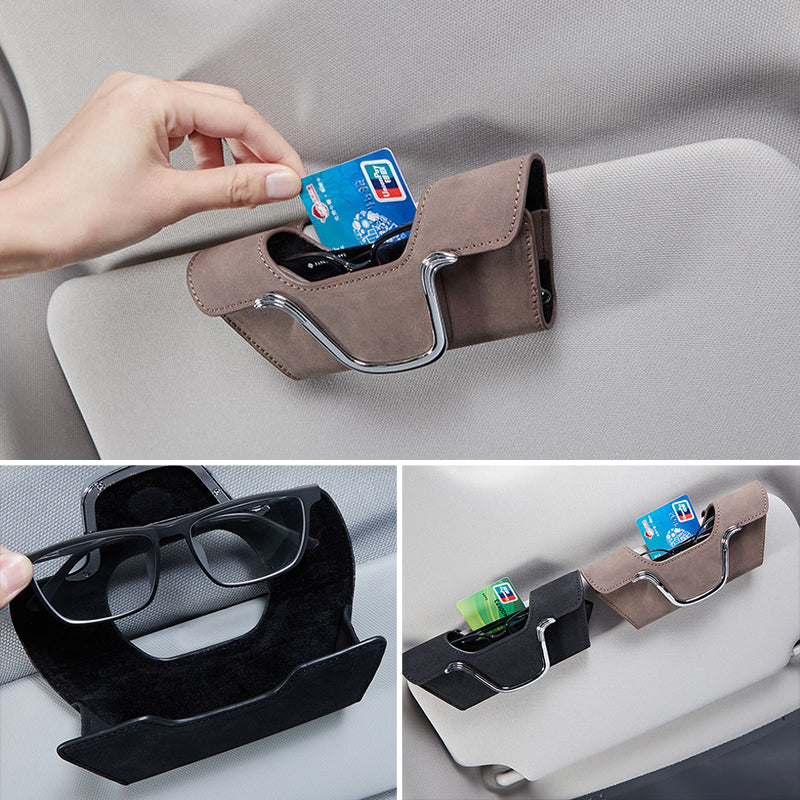 Car multi-functional high-grade leather glasses holder